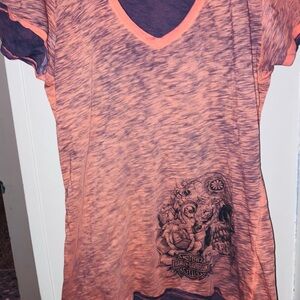Harley-Davidson Women's Orange Graphic V-Neck Tee